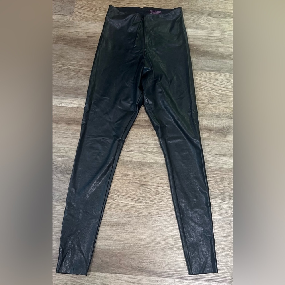 Women's Commando Control Faux Black Leather Skinny Leggings